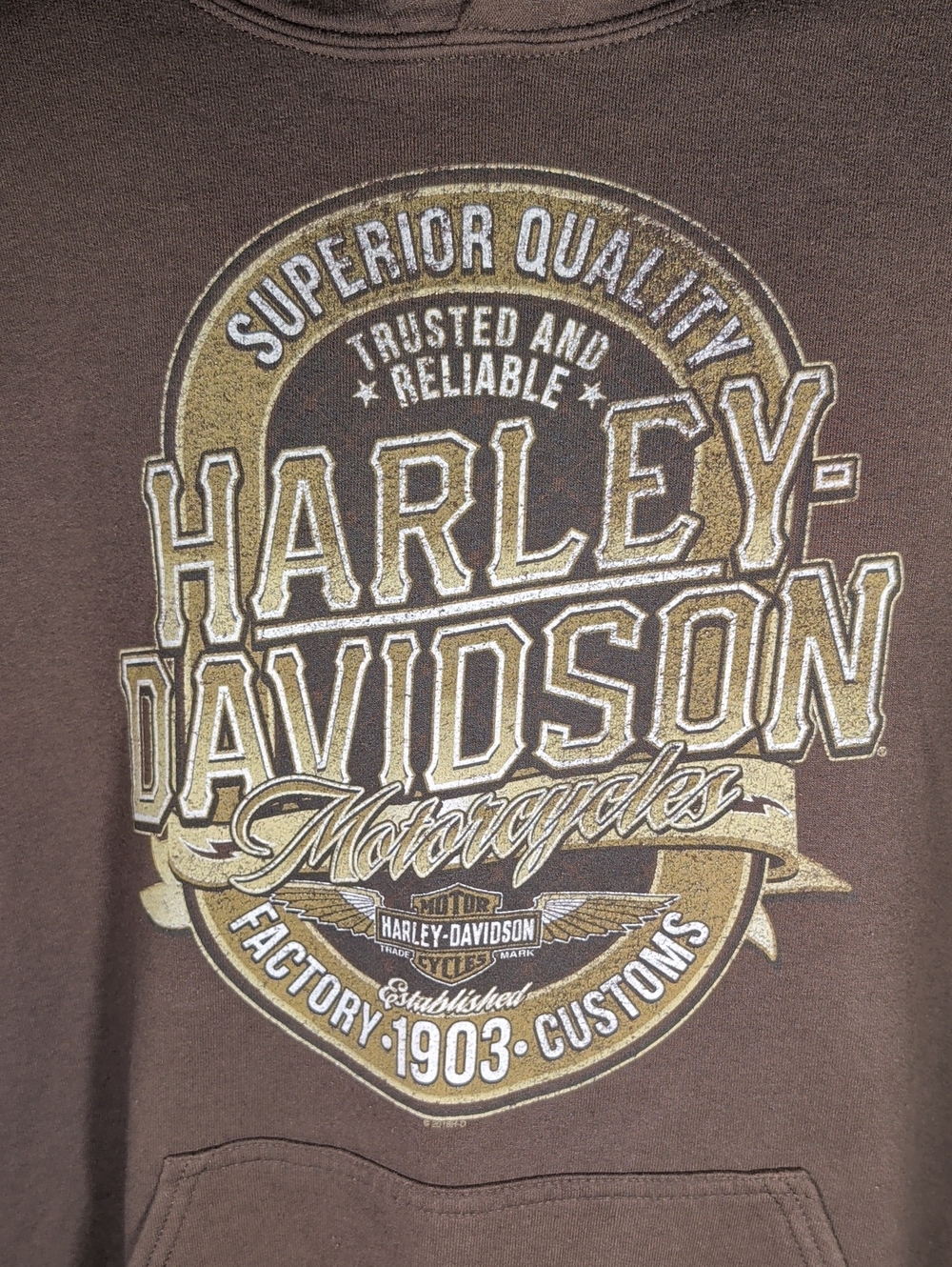 Harley-Davidson Brown Pullover Hoodie Size Large - Picture 2 of 9